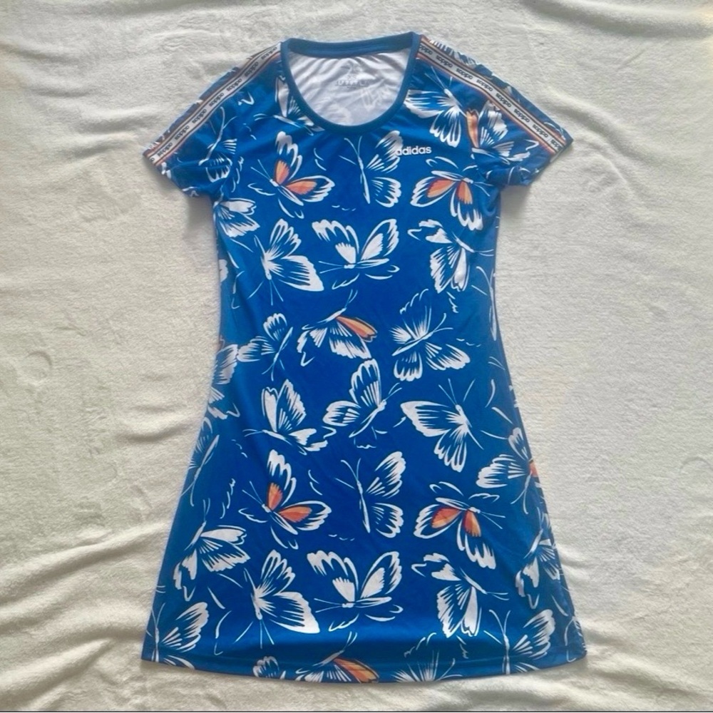 Adidas Womens Farm Rio Print Dress EI4825 Blue/White- Size XS